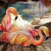 Jacqueline's Flamingos Art Print