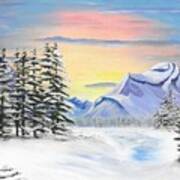 Jasper Mountains Winter Art Print