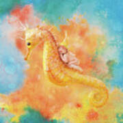 Jessabella Riding A Seahorse Art Print