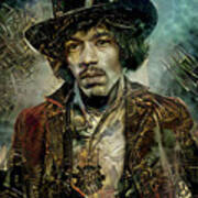 Jimi Hendrix Steampunk Style Art Print