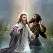 John the Baptist baptizes Jesus Christ Art Print John the Baptist baptizes Jesus Christ Art Print