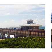 Juno Beach Pier Florida Seascape Collage 3 Art Print