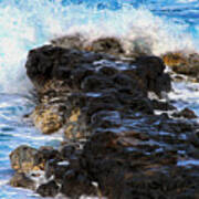 Kauai Rock Splash Art Print