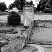 Kells Priory Outer Wall Gatehouse And Fortified Tower County Kilkenny Ireland Black And White Art Print