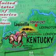 Kentucky Fun Map Art Print