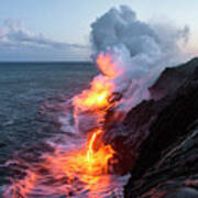 Kilauea Volcano Lava Flow Sea Entry 3- The Big Island Hawaii Art Print