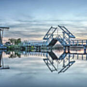 Kinderdijk In The Light Blue Hour Art Print