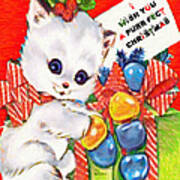 Kitty At Christmas Time Art Print