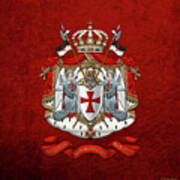 Knights Templar - Coat Of Arms Over Red Velvet Art Print
