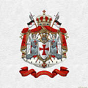 Knights Templar - Coat Of Arms Over White Leather Art Print