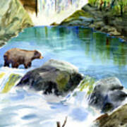 Lake Clementine Falls Bear Art Print