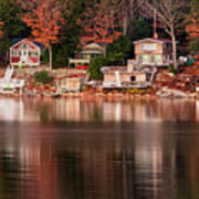 Lake Cottages Reflections Art Print