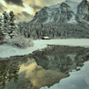 Lake Louise Winter Mountain Reflections Art Print