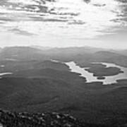 Lake Placid From Whiteface Mountain Adirondacks Upstate New York Wilmington Black And White Art Print