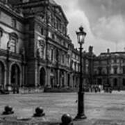 Lamp In The Louvre Courtyard, Paris, France Art Print