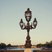 Lamp Post On The River Seine In Paris Art Print