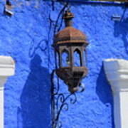 Lantern On Blue Wall Art Print