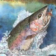 Leaping Rainbow Trout Art Print