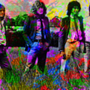 Led Zeppelin Band Portrait Paint Splatters Pop Art Art Print