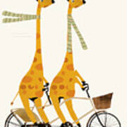 Lets Tandem Giraffes Art Print