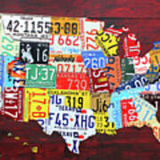 License Plate Map Of The United States Custom Edition 2017 Art Print