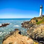 Lighthouse Standing On Big Sure California Coastline On Pacific Art Print