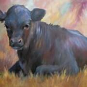 Little Moo  Angus Calf Painting Southwest Art Art Print