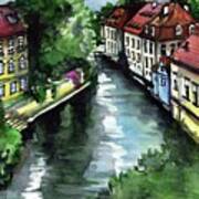 Little Venice In Prague Certovka Canal Art Print