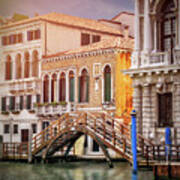 Little Wooden Footbridge In Venice Italy Art Print