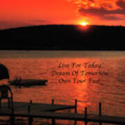 Live Dream Own Sunset By The Dock Text Art Print