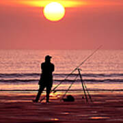 Llangennith Fishing At Sundown Art Print