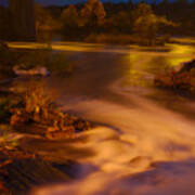 Llano River Golden Glow Art Print