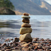 Loch Shiel Stacked Stones Art Print