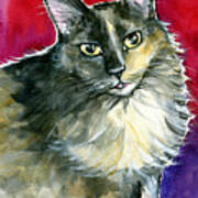 Lola - Long Haired Fluffy Cat Portrait Art Print