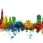 London And Brighton Skylines Mashup Art Print