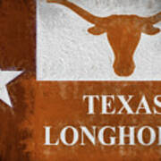 Longhorns Texas Flag Art Print