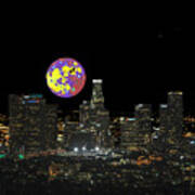 Los Angeles And The Super Alien Moon Art Print