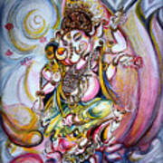 Ganesha Playing Tanpura, enjoying Lyrics, Modern, Abstract Painting, Hindu  Mythology, Elephant, Ganesh, Contemporary, Musical by Harsh Malik