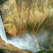 Lower Yellowstone Falls And Rainbow Art Print