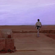 Luke Skywalker Tatooine Sunset Art Print