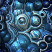 Macro 3d Blue Reflections Art Print