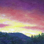 Magenta Sunset Oil Landscape Art Print