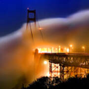 Magical Golden Gate Bridge In The Moonlight Art Print