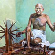 Mahatma Gandhi Spinning Art Print