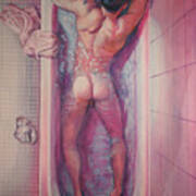 Man In Bathtub #1 Art Print