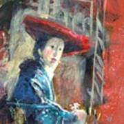Man In Red Hat After Vermeer Art Print