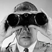 Man Looking Through Binoculars, C.1960s Art Print
