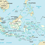 Map Of Indonesia Art Print