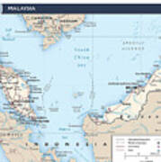 Map Of Malaysia 2 Art Print
