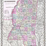 Map Of Mississippi Art Print
